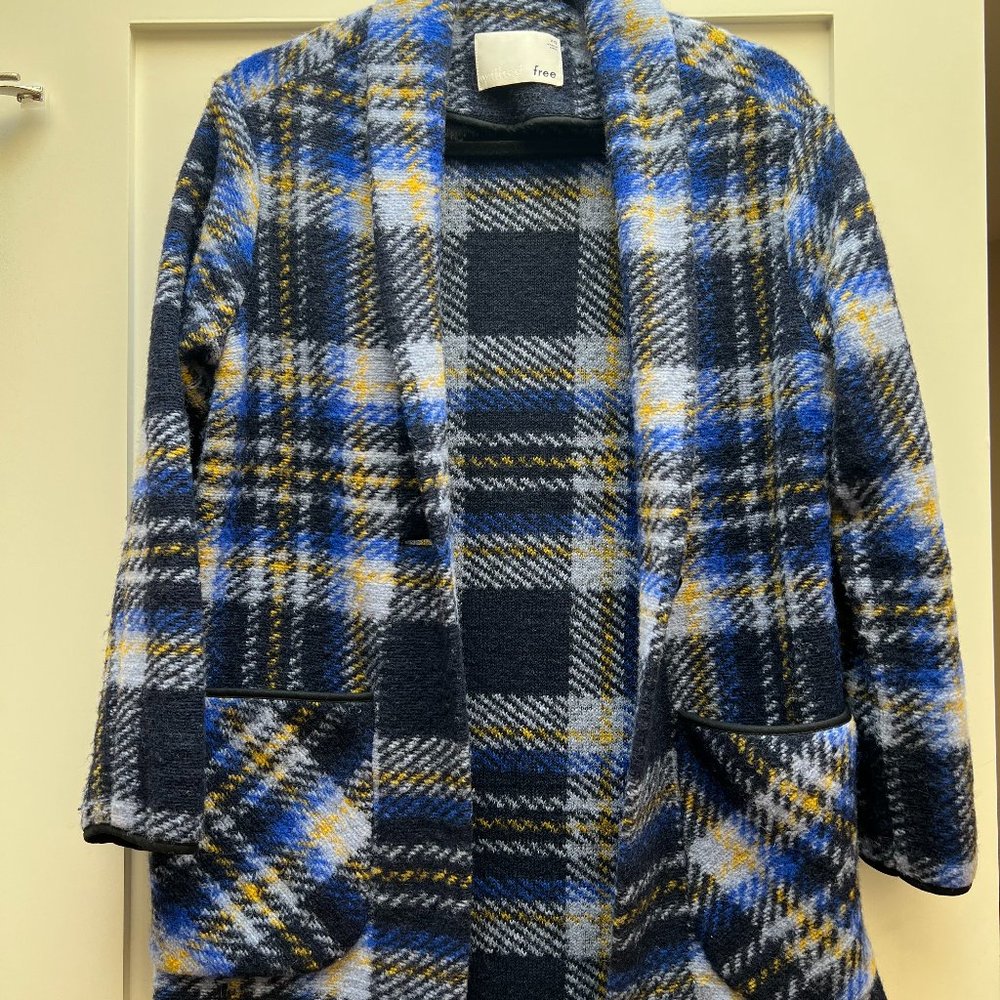 Wilfred Free Aritzia Wool Jacket | Plaid Blue/Yellow | XXS